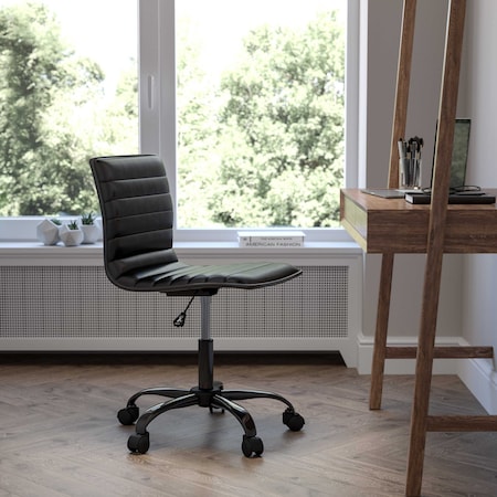 Low Back Designer Armless Black Swivel Task Chair